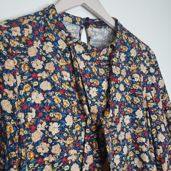 ZARA Basic Floral Drop Sleeve Tie Shift Dress S - Picture 7 of 8